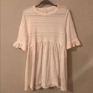 Free People | White Flowy 3/4 Sleeve Shirt | Tunic Length| Sz M